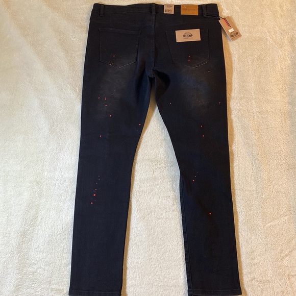 Reelistik NWT Red Paint Skinny Jeans - 40x32 Designer Men’s Jeans Black Jeans - Picture 6 of 8